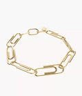 Paperclip Collection Gold-Tone Stainless Steel Chain Bracelet