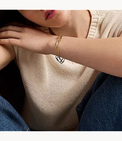 Paperclip Collection Gold-Tone Stainless Steel Chain Bracelet