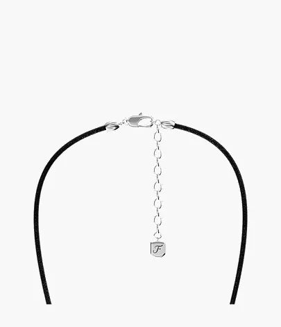 Machine Black Leather Cross Pendant Necklace