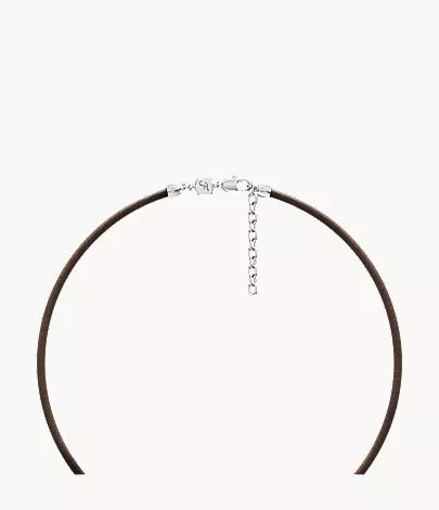 Machine Rondelles Brown Leather Station Necklace