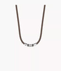 Machine Rondelles Brown Leather Station Necklace