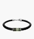 Everett Enamel Black Leather Station Bracelet