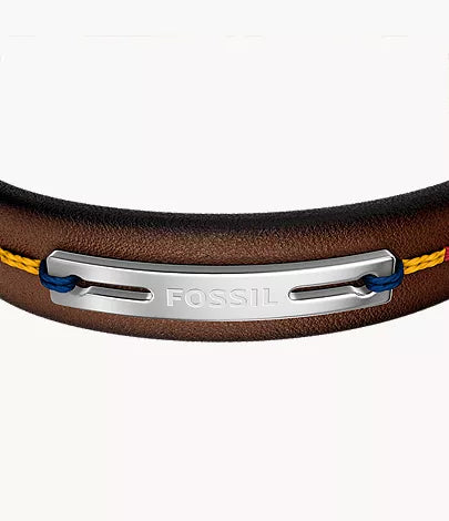 Everett Topstitch Brown Leather Strap Bracelet