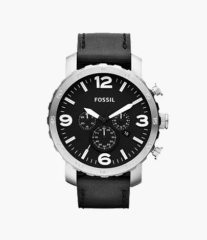 Nate 50mm Chronograph Black Leather Watch X0