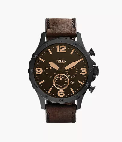 Nate 50mm Chronograph Black Leather Watch X0