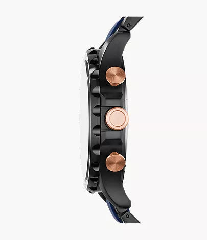 Nate 50mm Chronograph Black & Blue Stainless Steel Watch