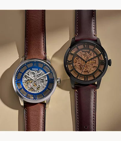 Townsman 44mm Automatic Dark Brown Leather Watch