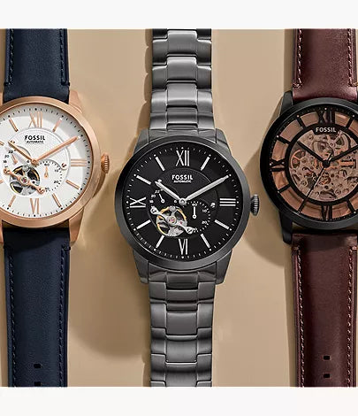 Townsman 44mm Automatic Navy Leather Watch