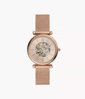 Carlie 35mm Automatic Rose Gold-Tone Stainless Steel Mesh Watch