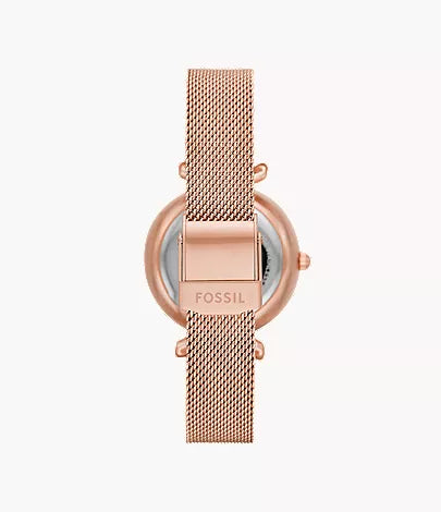 Carlie 28mm Automatic Rose Gold-Tone Stainless Steel Mesh Watch