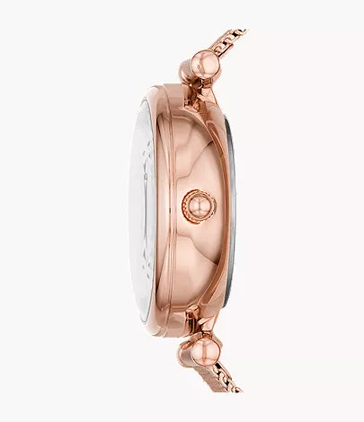 Carlie 28mm Automatic Rose Gold-Tone Stainless Steel Mesh Watch