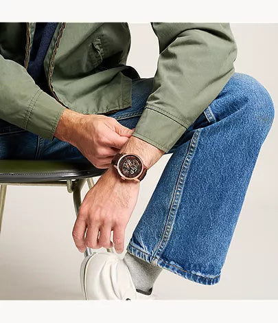 Townsman 44mm Automatic Brown Leather Watch