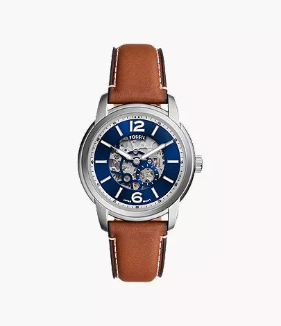 Fossil Heritage 43mm Automatic Brown Leather Watch