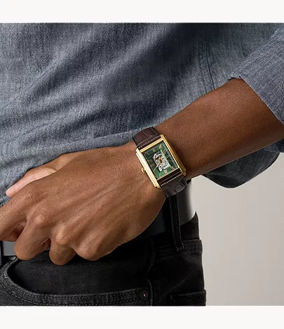 Carraway 30mm Automatic Brown Croco Leather Watch