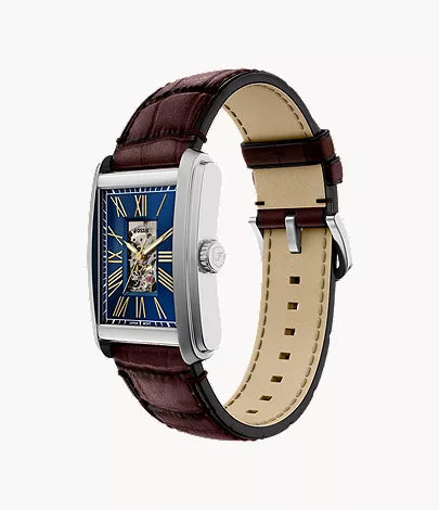 Carraway 30mm Automatic Brown Croco Leather Watch