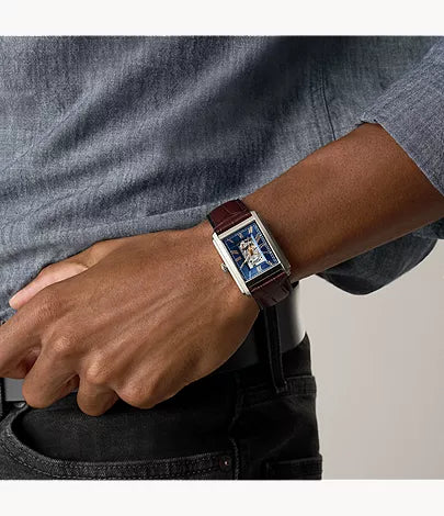 Carraway 30mm Automatic Brown Croco Leather Watch