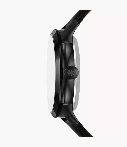 Townsman 44mm Automatic Black Leather Watch