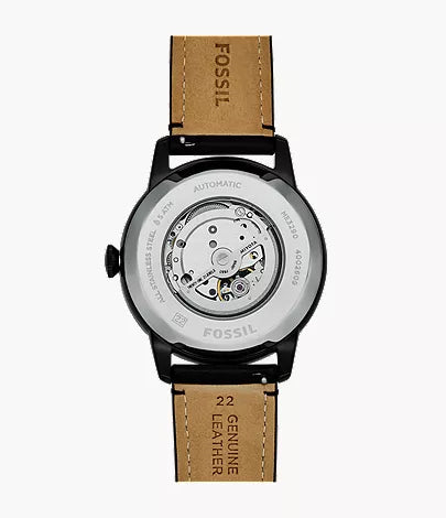 Townsman 44mm Automatic Black Leather Watch