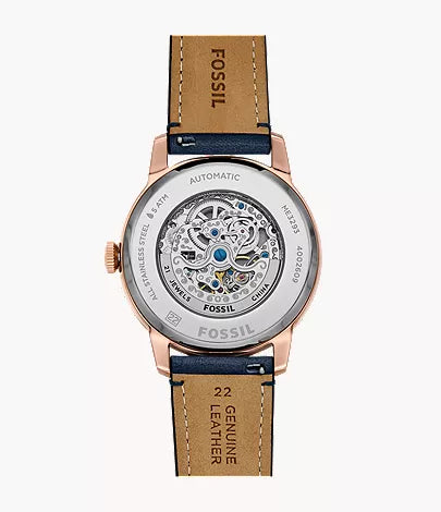 Townsman 44mm Automatic Navy Leather Watch