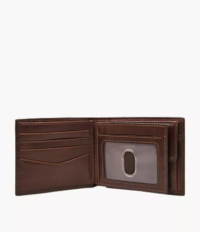Derrick Leather RFID Large Coin Pocket Bifold Wallet