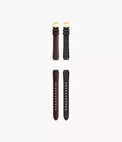 12mm Black And Brown Leather Raquel Strap Set