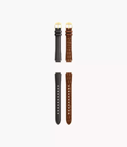 12mm Black And Brown Leather Raquel Strap Set