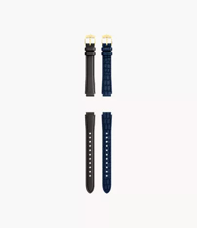 14mm Black and Blue Leather Raquel Strap Set