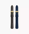 14mm Black and Blue Leather Raquel Strap Set