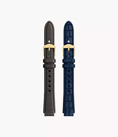 14mm Black and Blue Leather Raquel Strap Set