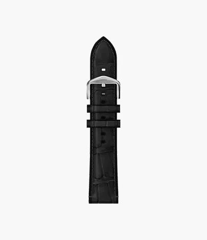 22mm Black Leather Watch Strap