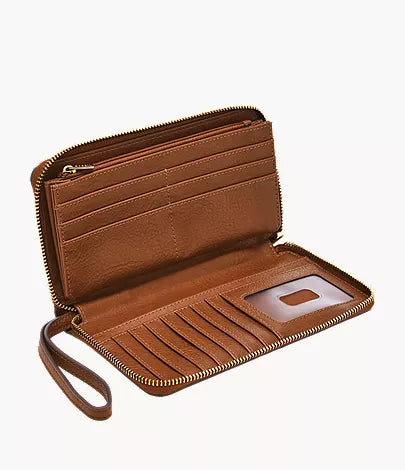 Liza Leather Zip Around Clutch Wallet