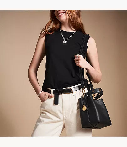 Jessie Leather Small Bucket Crossbody Bag