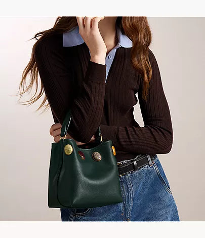 Jessie Leather Small Bucket Crossbody Bag